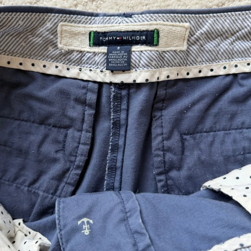 Tommy‎ Hilfiger Womens Navy Blue Anchor Print Chino Shorts Nautical Size 10